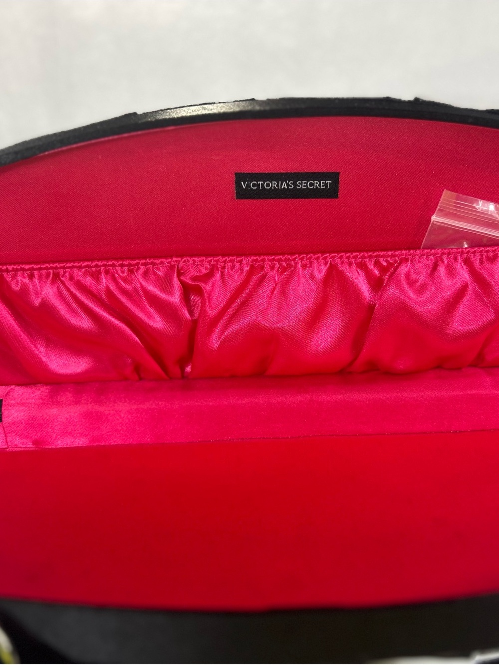 Victoria’s Secret Satin Hot Pink Black Clutch Case